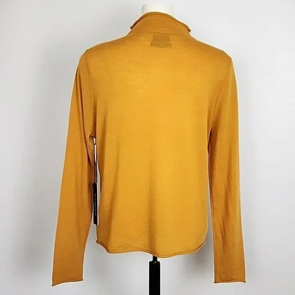 Nicole Miller Women's 100% Extra Fine Merino Wool Mock Neck Mustard Top Size XL - Picture 2 of 8
